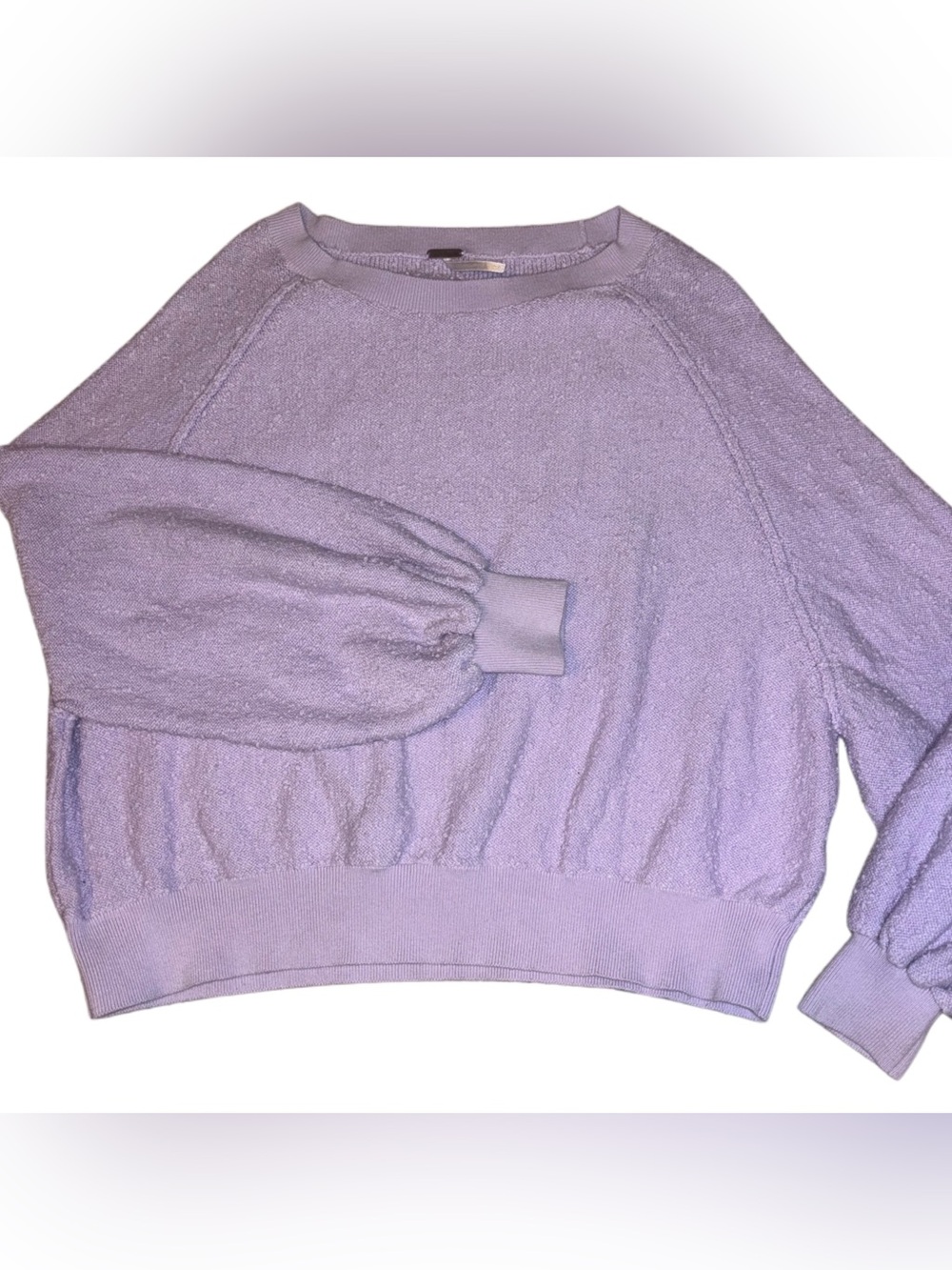 Free People Lavender Crewneck with Balloon Sleeves